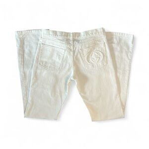 GUCCI- slim fit white straight leg jeans. Size 4- cuffed trousers- vintage.